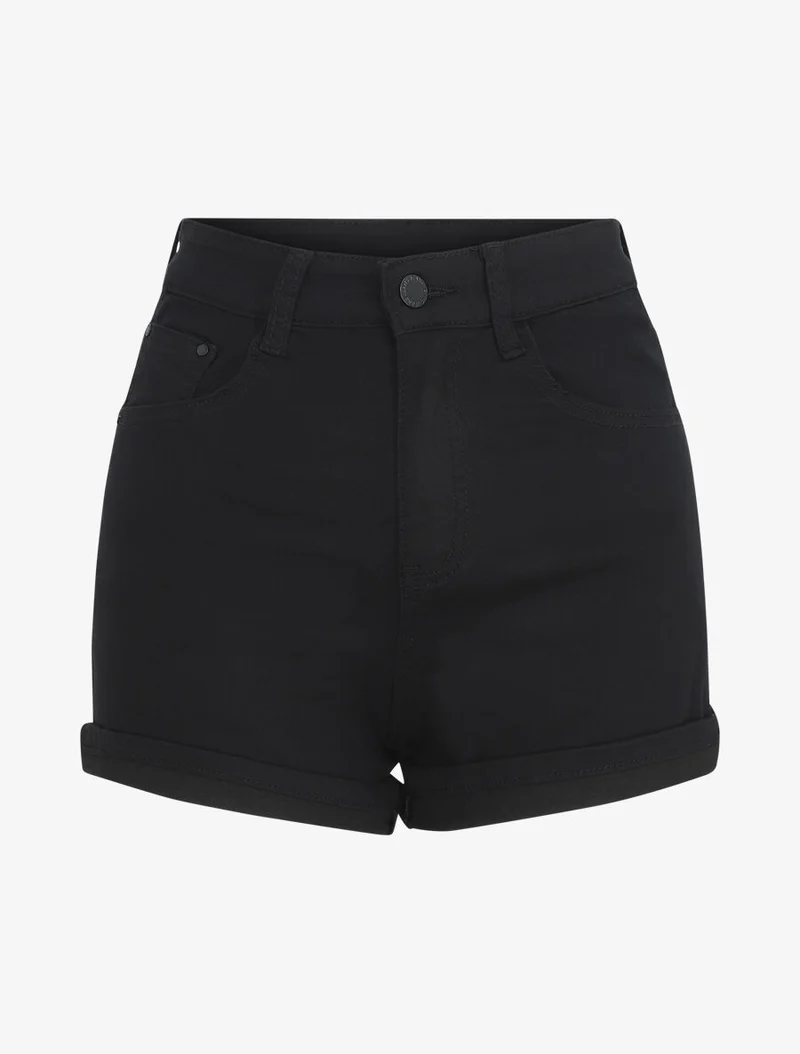 Kurze gerade geschnittene Uni-Hose - Schwarz