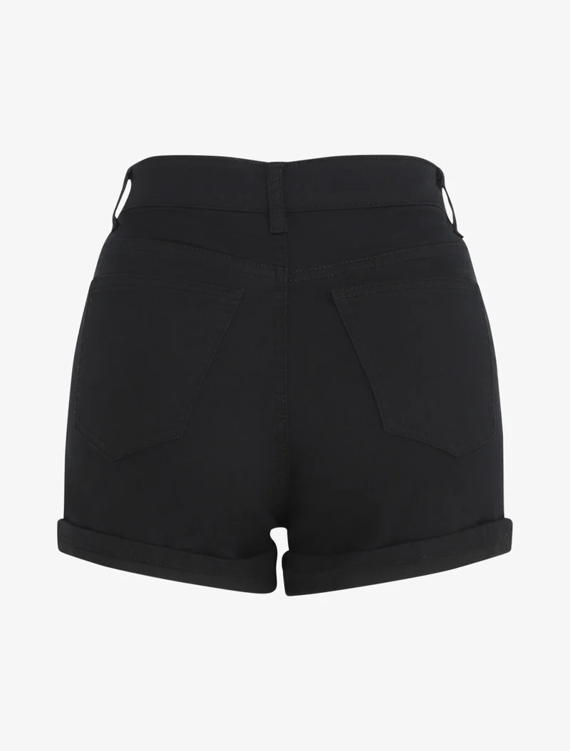 Kurze gerade geschnittene Uni-Hose - Schwarz
