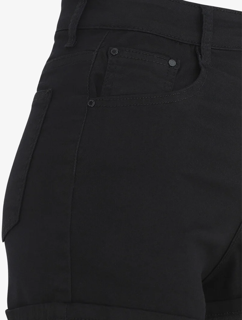 Kurze gerade geschnittene Uni-Hose - Schwarz