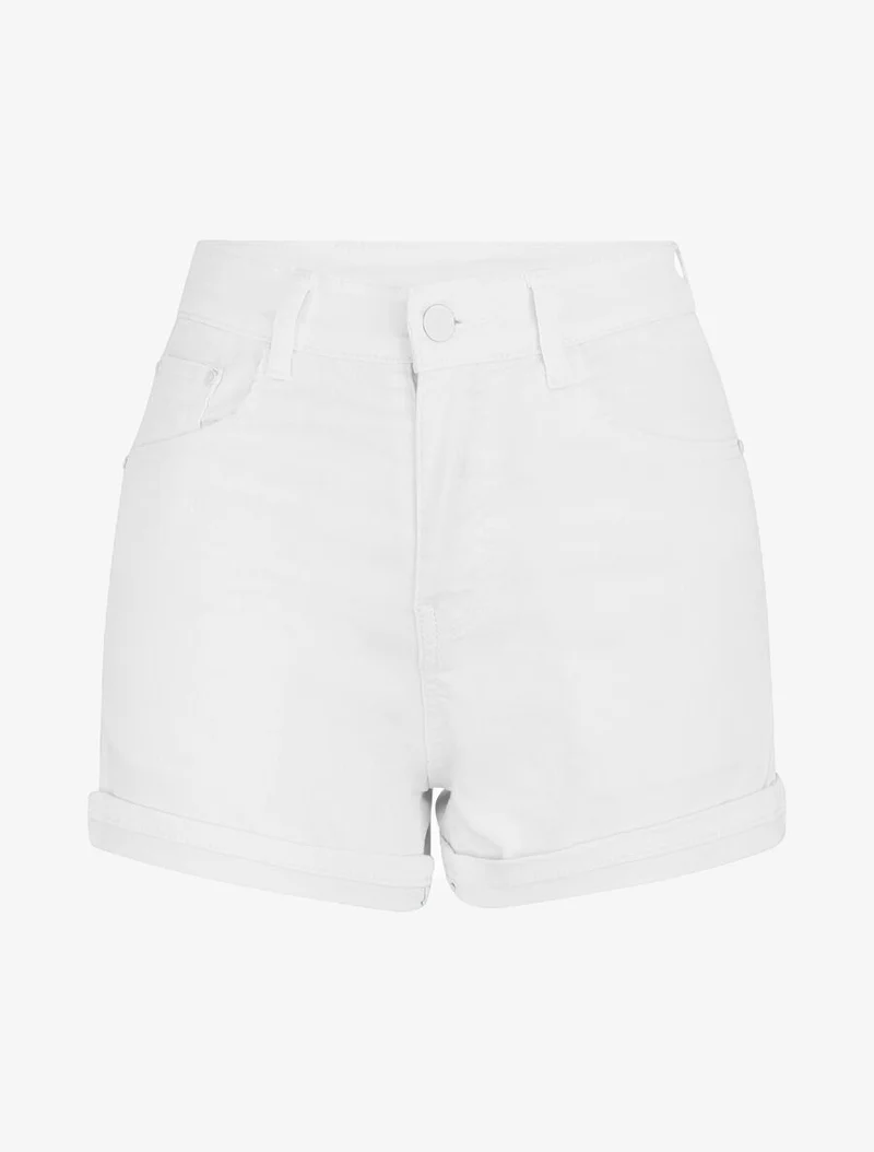 Kurze gerade geschnittene Uni-Hose - Weiß