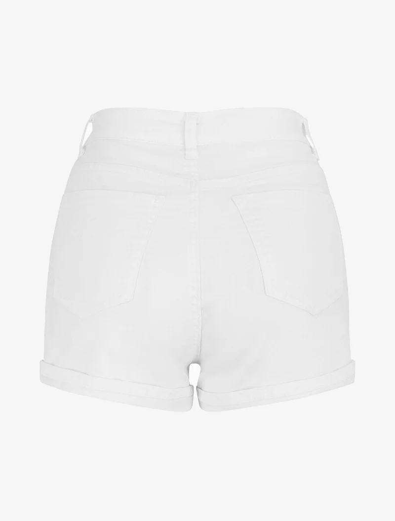 Kurze gerade geschnittene Uni-Hose - Weiß