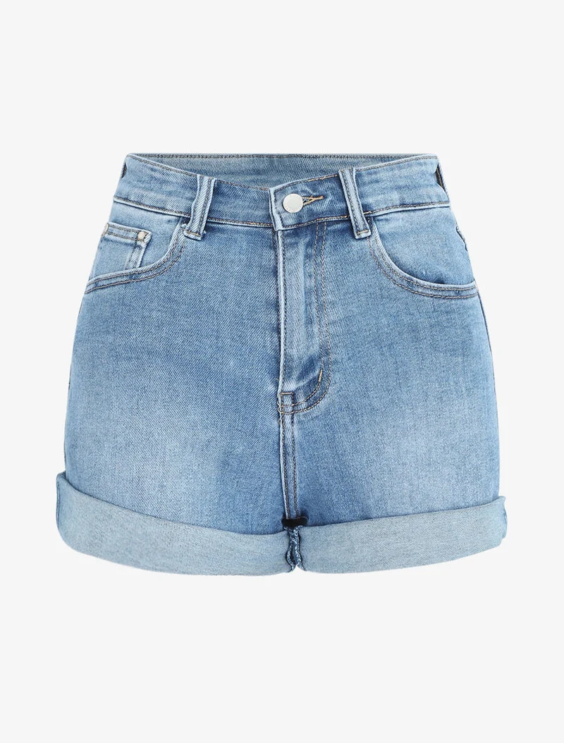 Gerade geschnittener Jeansshort - Blau