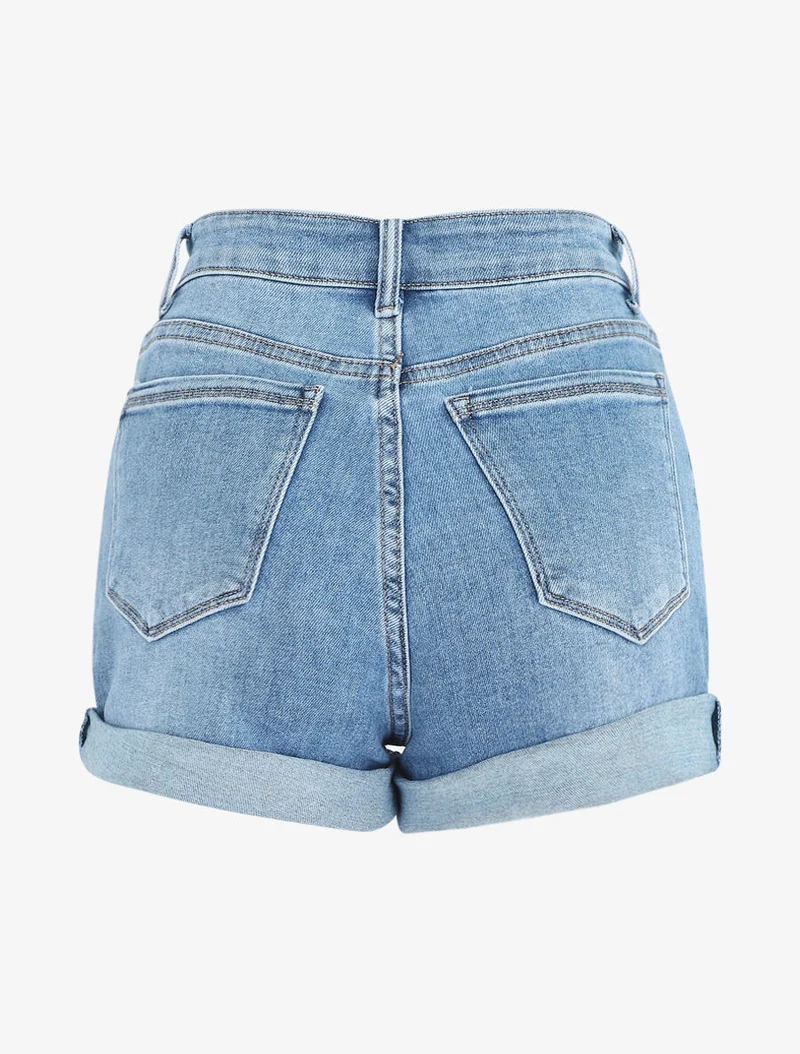 Gerade geschnittener Jeansshort - Blau