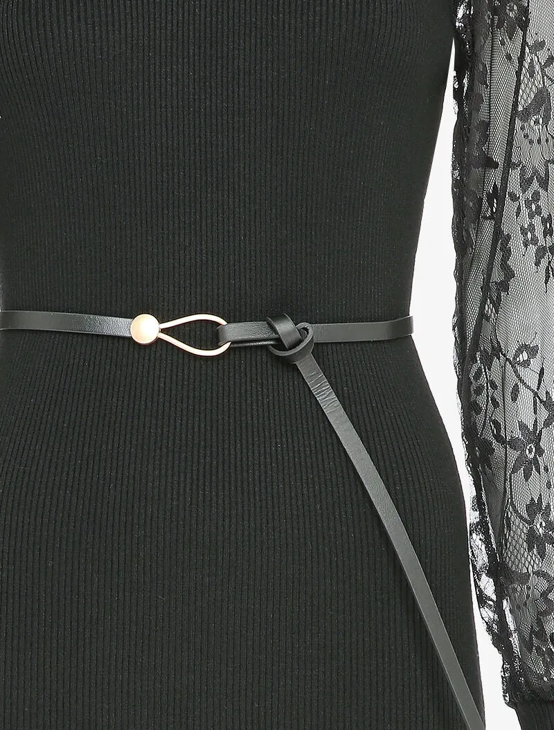 Geripptes Kleid mit Ärmeln aus Blumen-Spitze - Schwarz