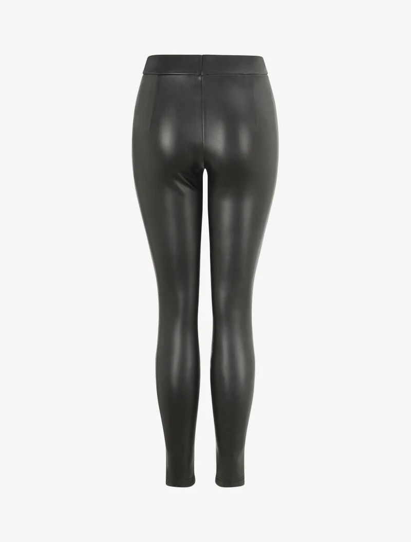 Stretch-Übergröße-Leggings in Lederoptik - Schwarz