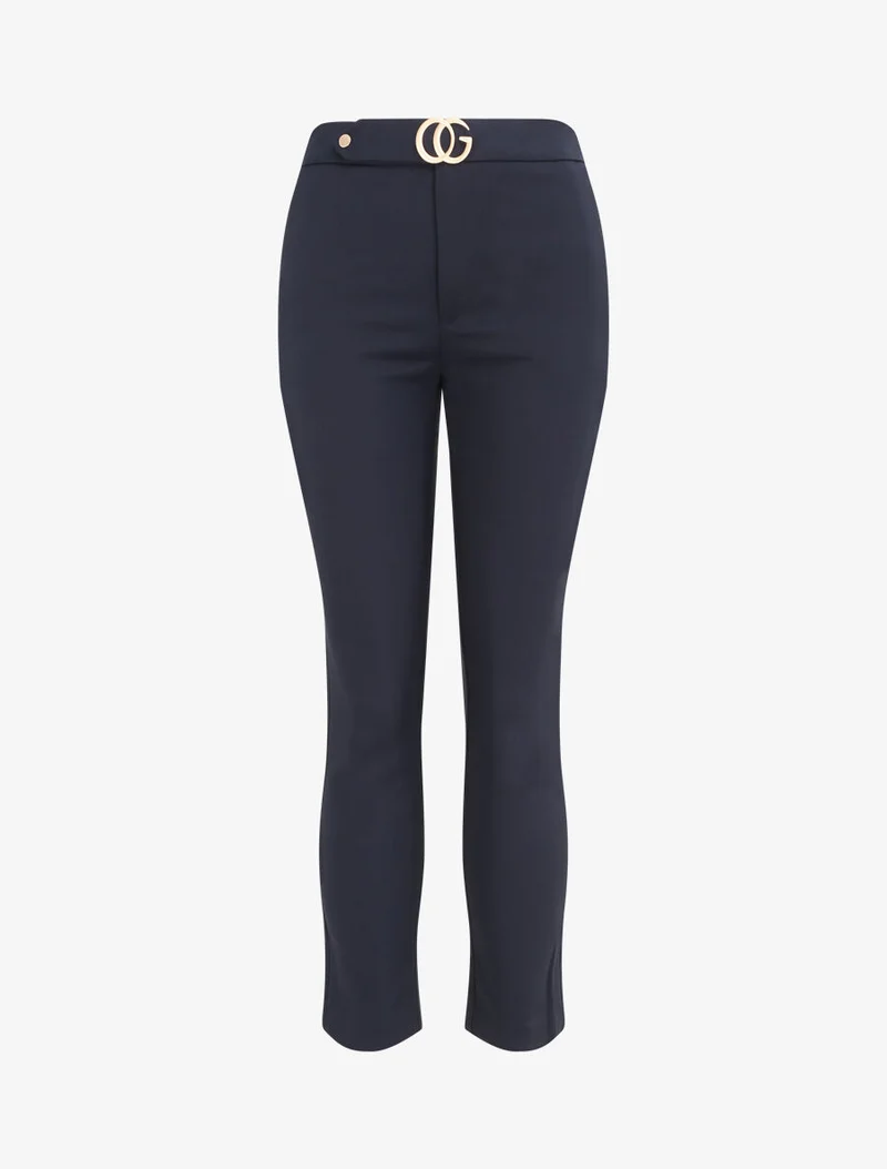 Gerade Hose mit stilisierter Schnalle - Marine