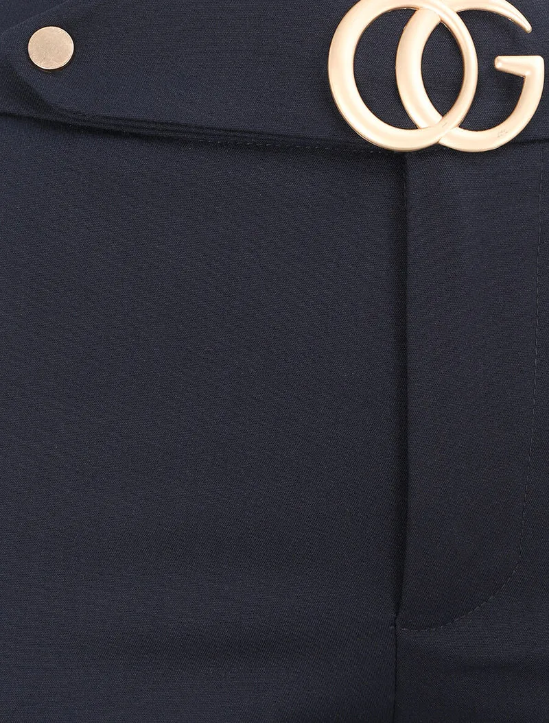 Gerade Hose mit stilisierter Schnalle - Marine
