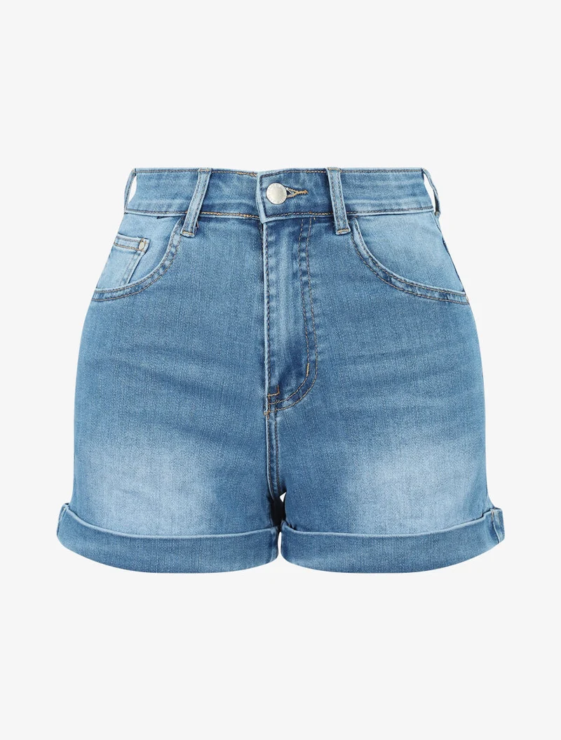 Kurze Shorts mit Säumen - Denim
