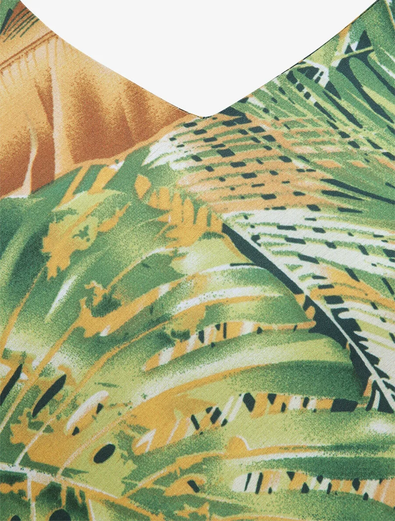Oberteil mit Palmen- und Bananenblätter-Print - Gelb
