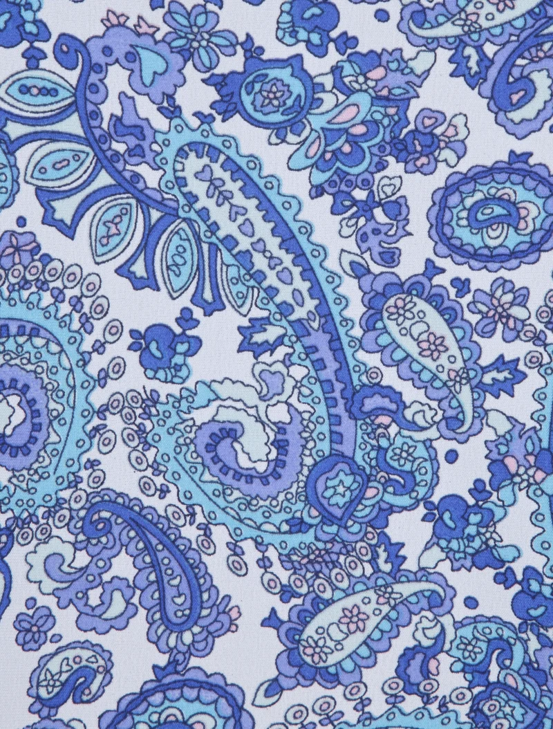 Bedrucktes Mosaik-Top mit geflochtenen Trägern - Blau