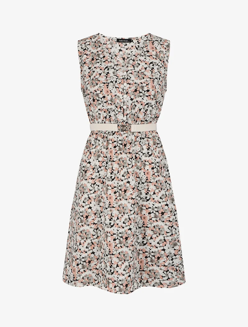 Skaterkleid mit Sommerblumendruck - Schwarz