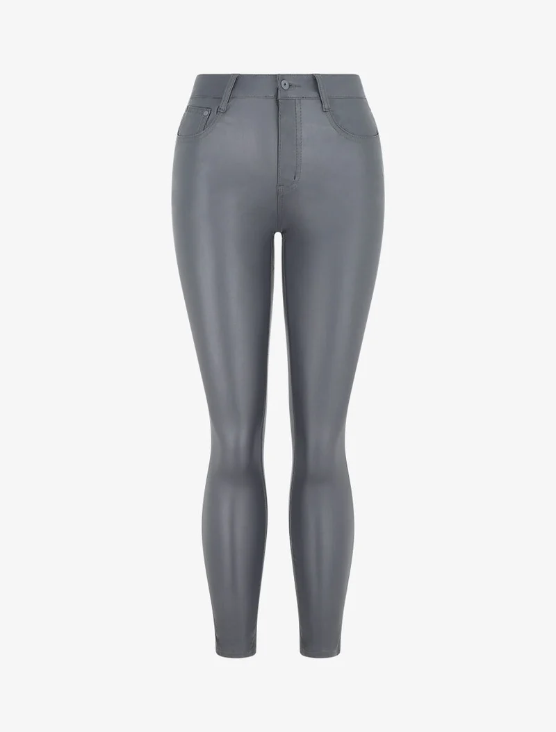 Skinny-Hose aus Kunstleder - Dunkelgrau