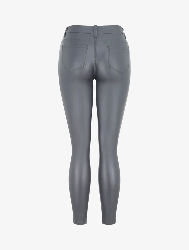 Skinny-Hose aus Kunstleder - Dunkelgrau