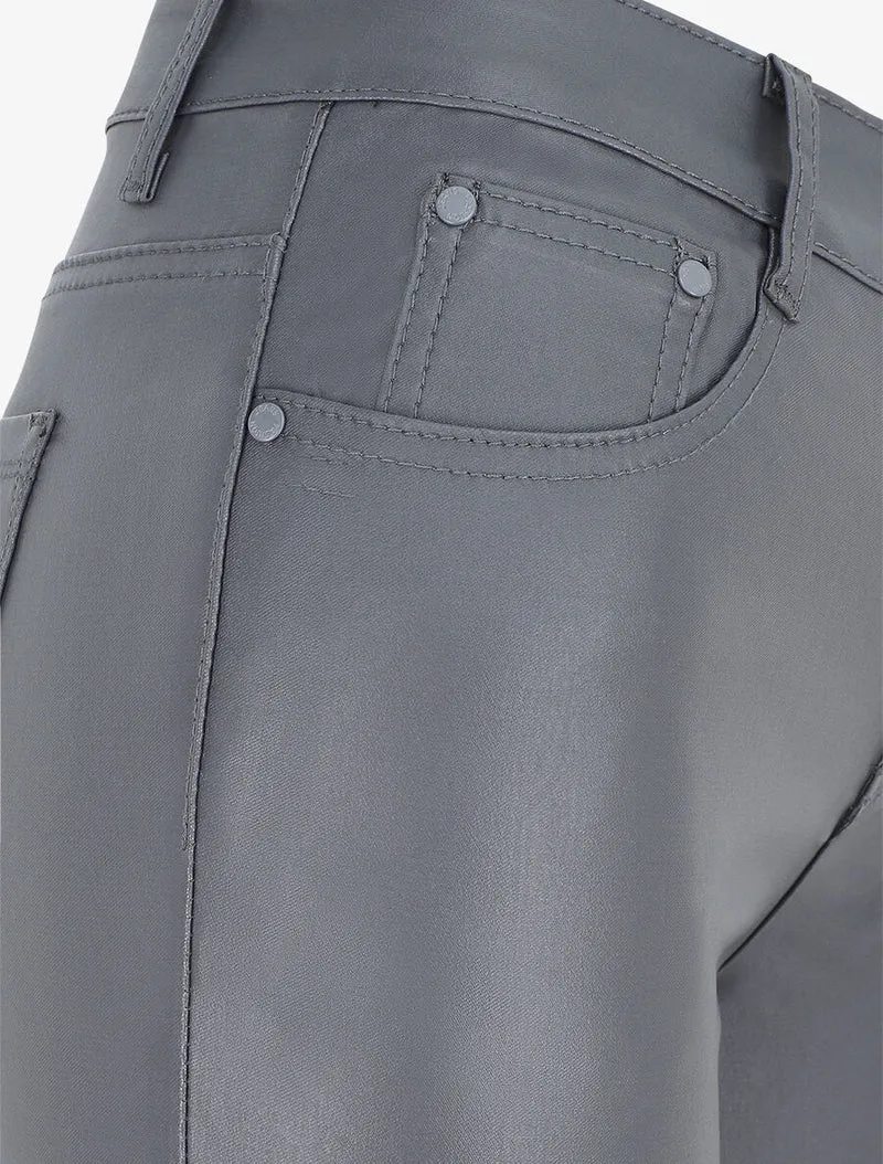Skinny-Hose aus Kunstleder - Dunkelgrau