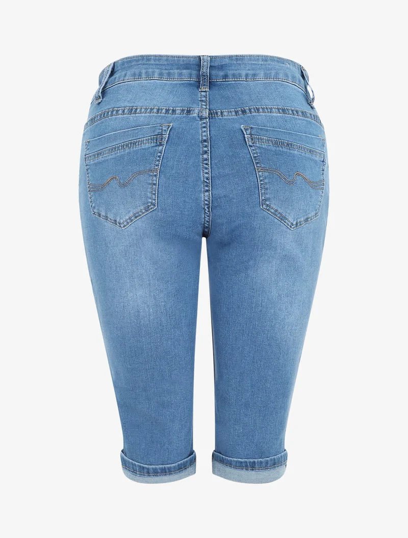 Gerade geschnittene Jeans-Bermuda - Blau