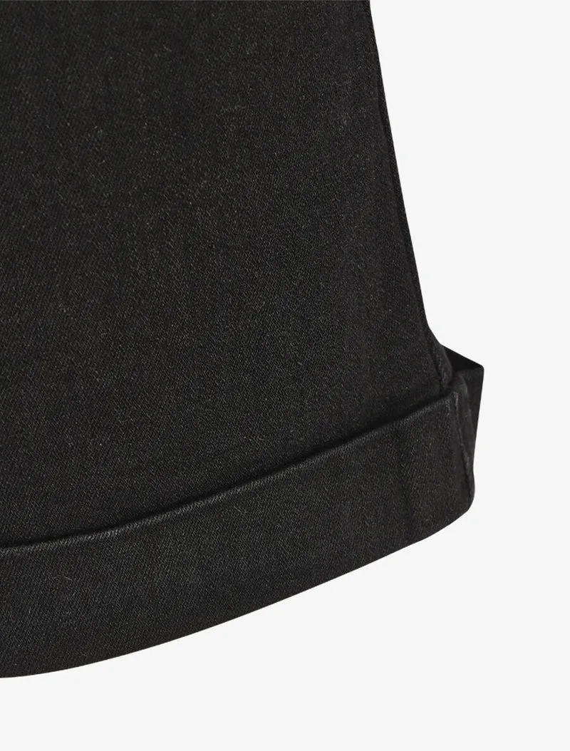 Jeansshort mit Umschlägen - Schwarz