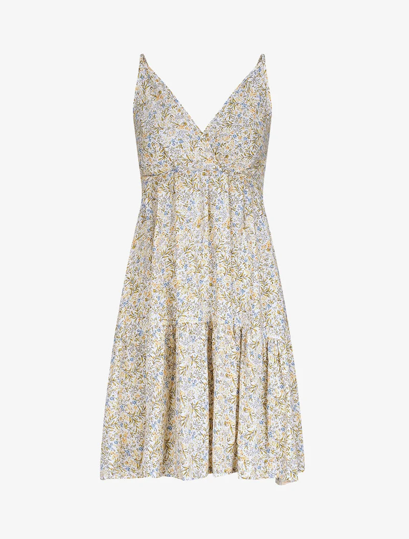 Mittelanges Skaterkleid mit ländlichem Blumenmuster - Weiß