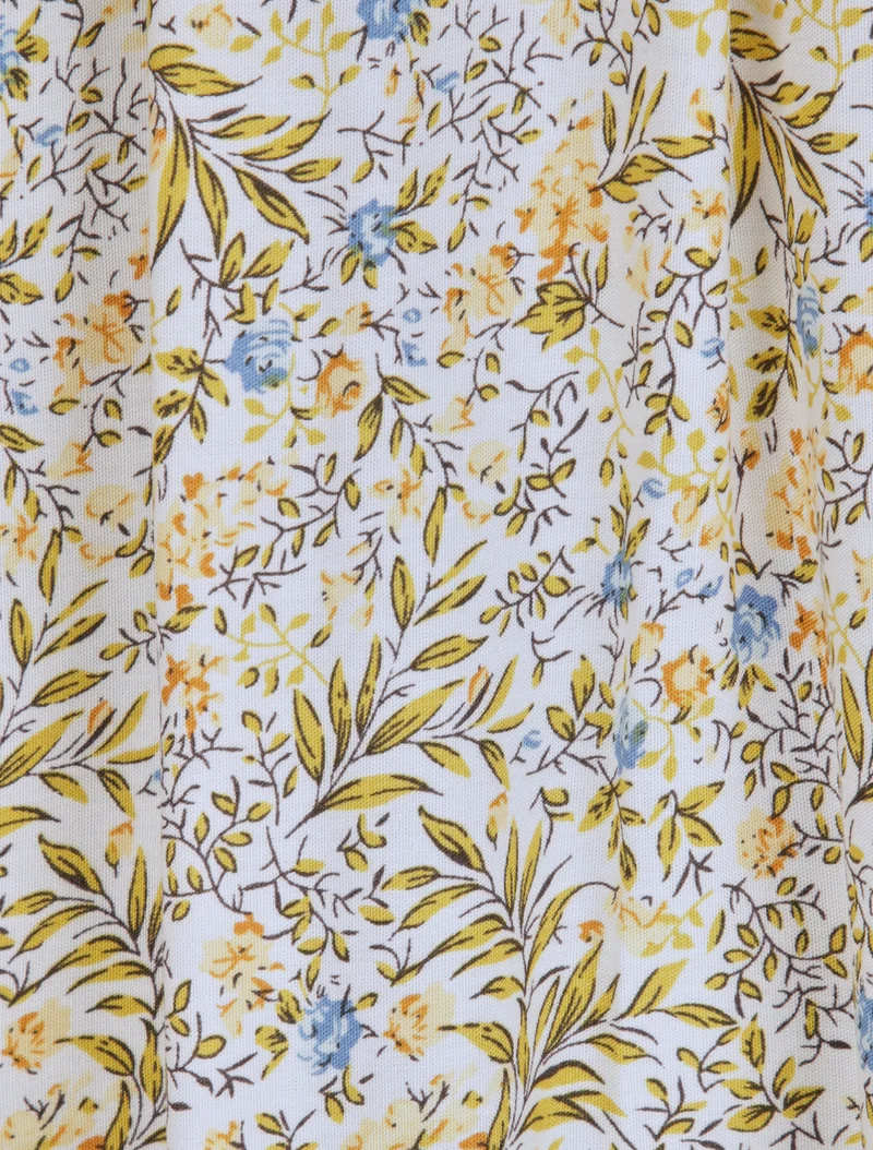 Mittelanges Skaterkleid mit ländlichem Blumenmuster - Weiß