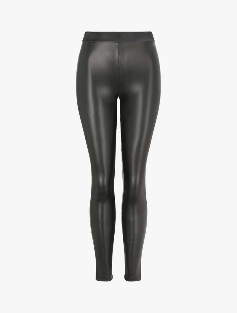 Stretch-Leggings aus Kunstleder - Schwarz