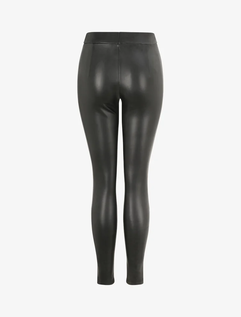 Stretch-Leggings aus Kunstleder - Schwarz