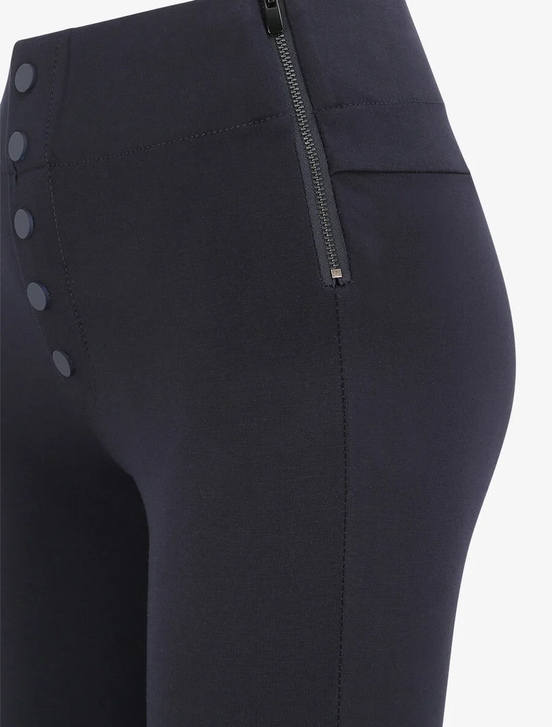Hoch taillierte, geknöpfte Skinny-Stretch-Hose - Marine