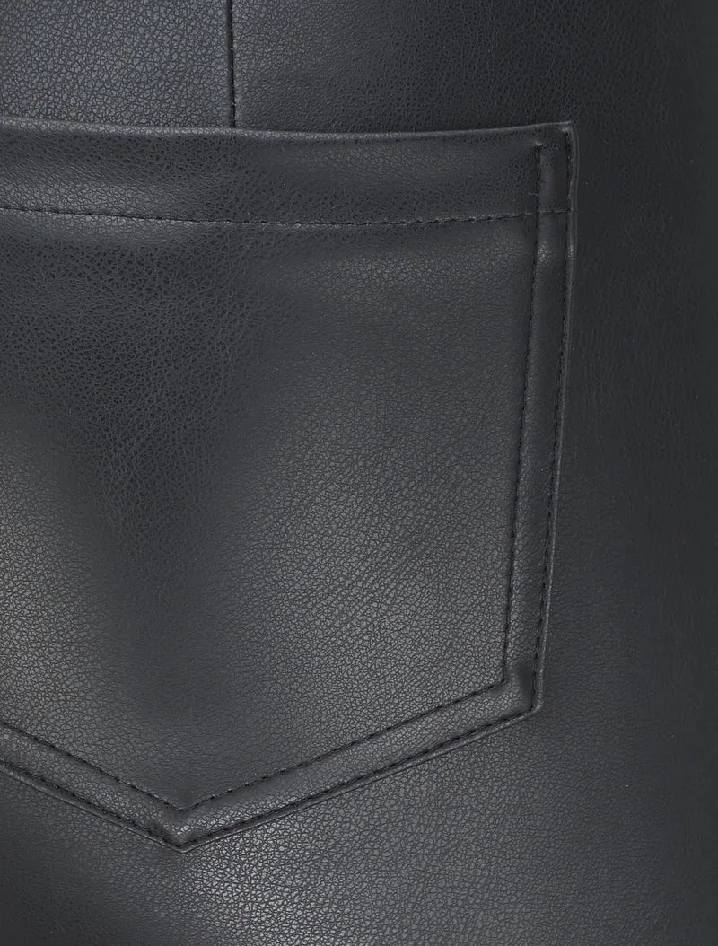Slim-Fit-Hose in Kunstleder - Schwarz