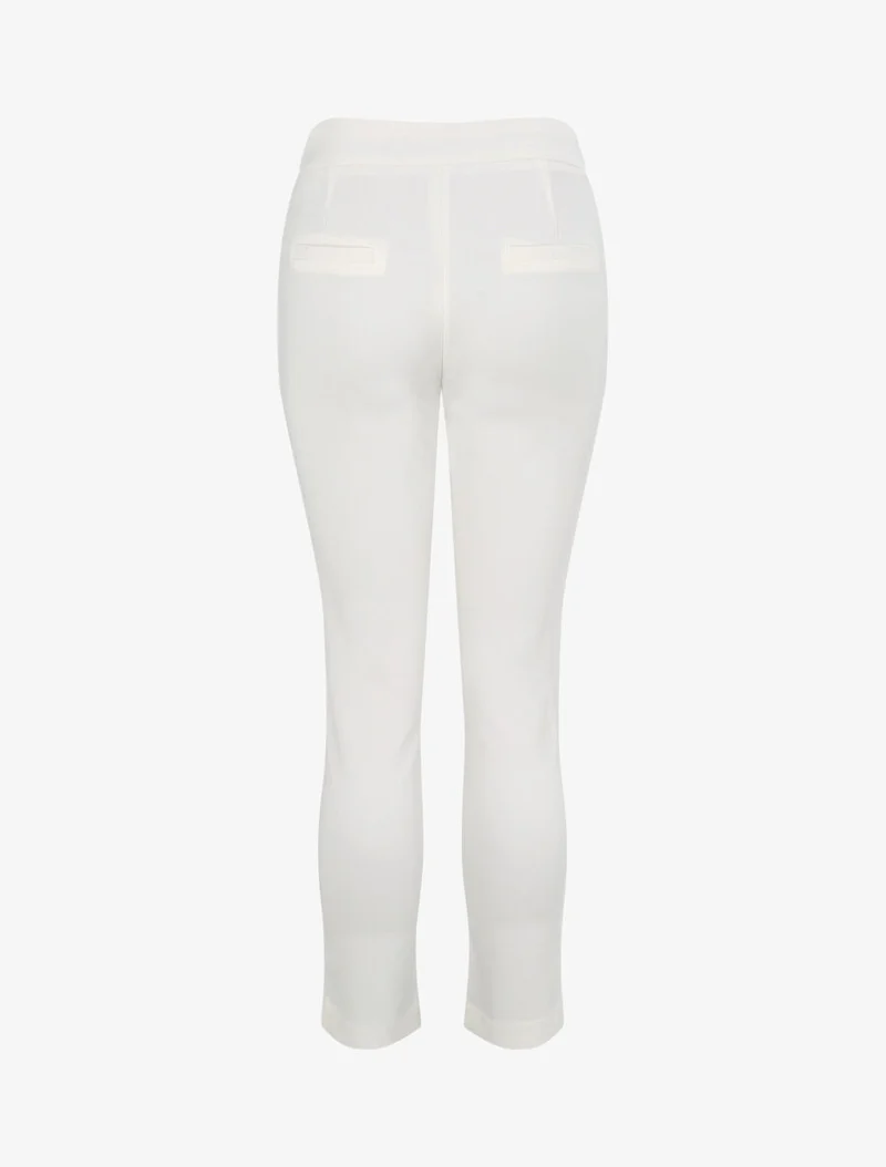 Gerade Hose mit stilisierter Schnalle - Weiß