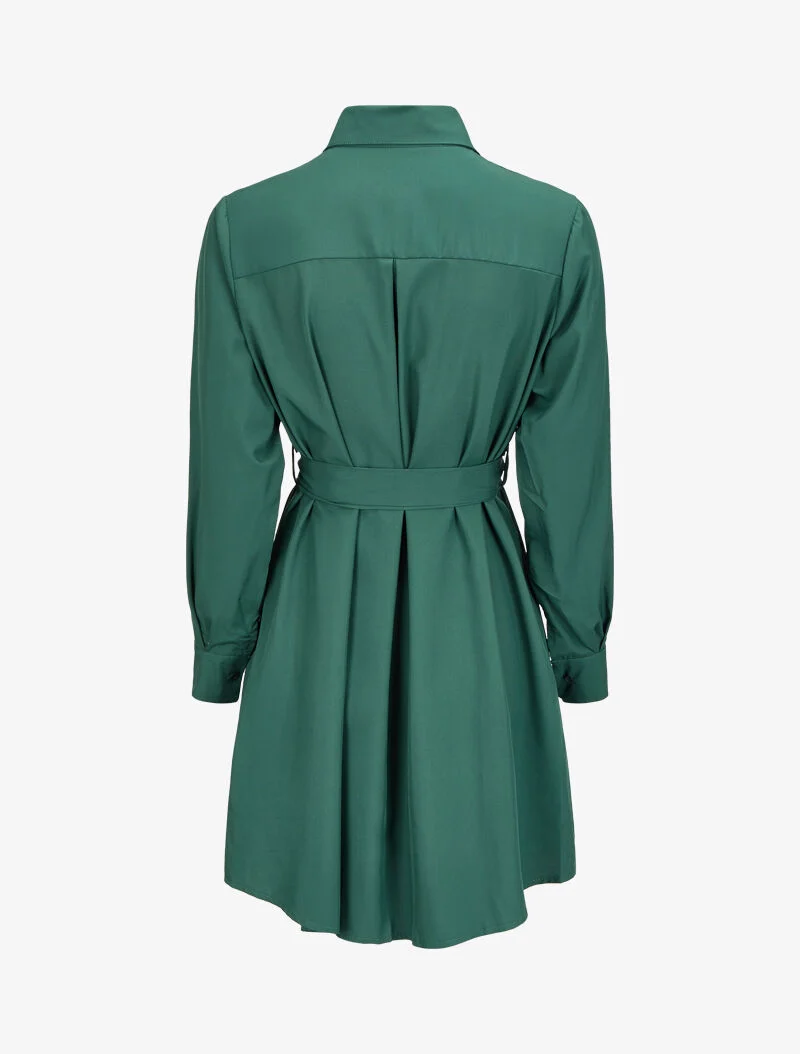 Weites Hemdkleid mit Gürtel - Smaragdgrün