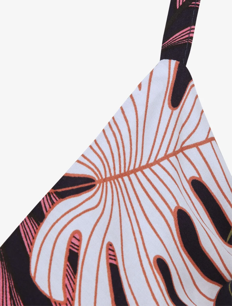 Skaterkleid mit exotischem Blätterdruck - Marine
