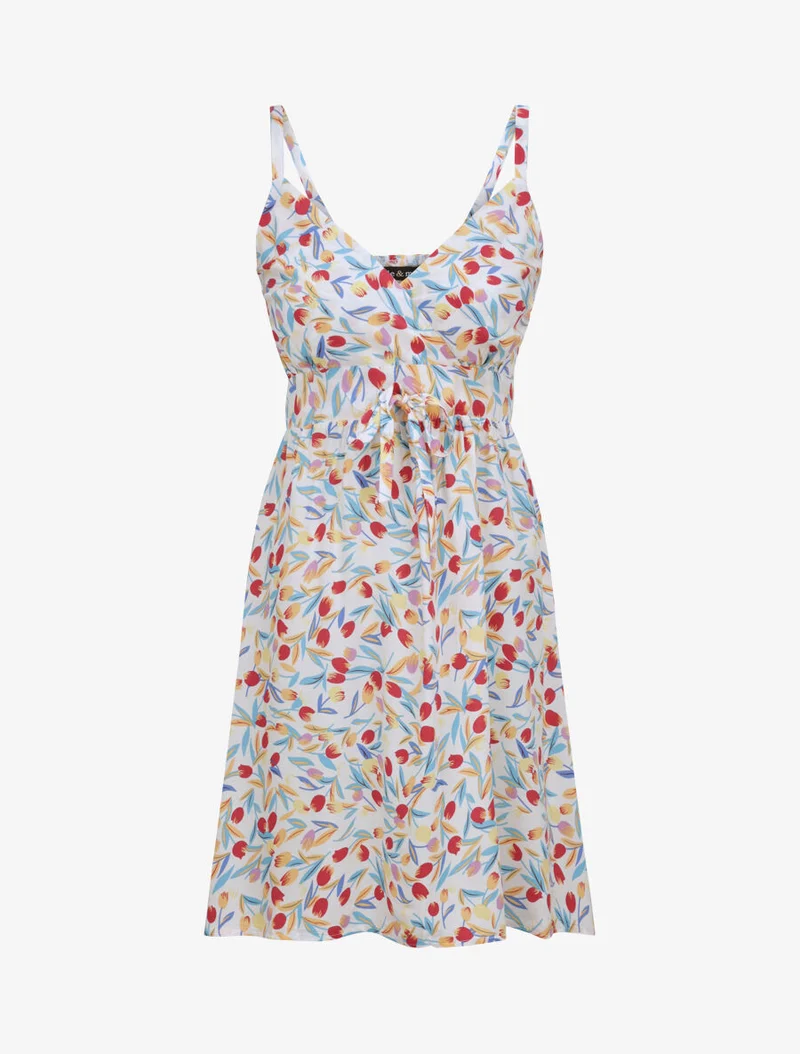 Rosen bedrucktes Skaterkleid - Weiß