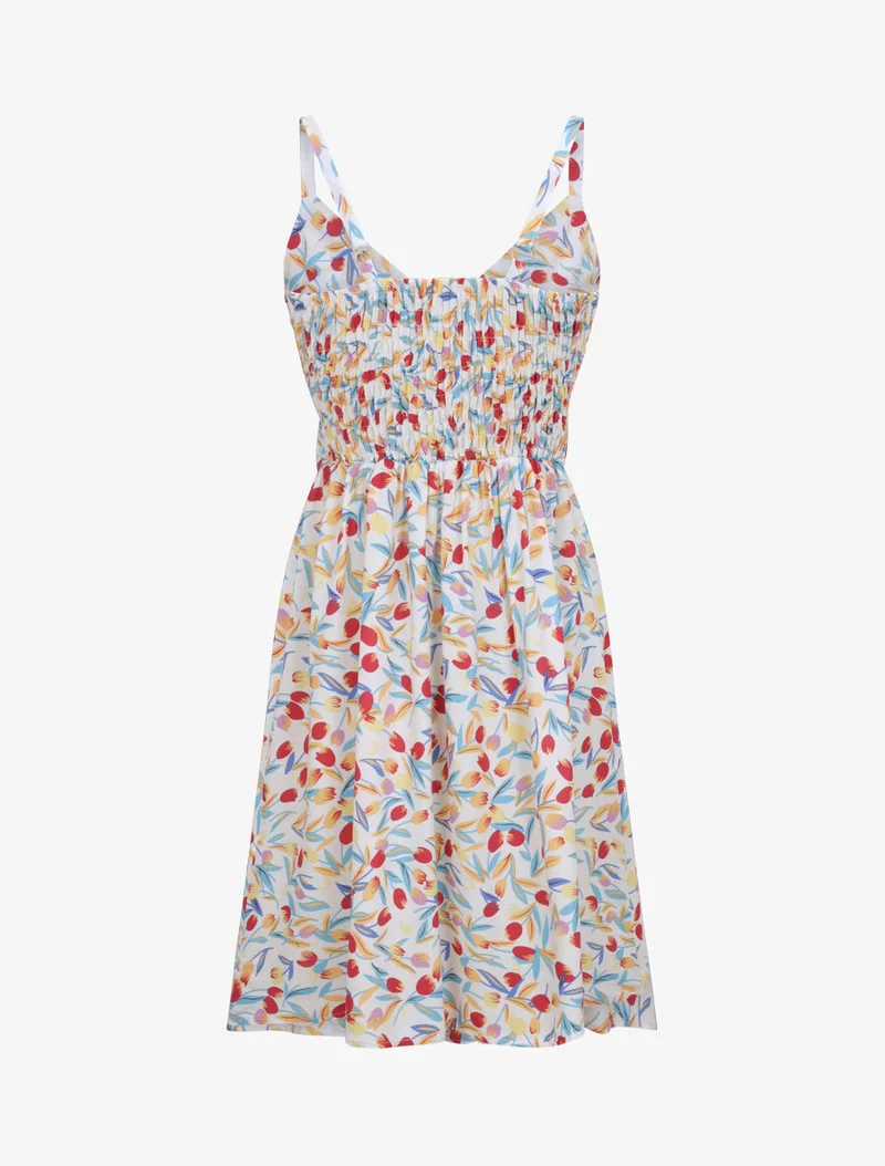 Rosen bedrucktes Skaterkleid - Weiß