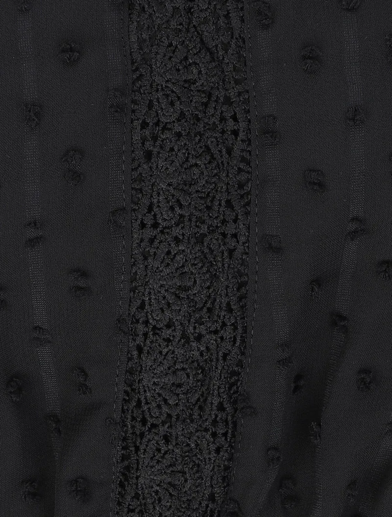 Langes Empire-Kleid aus einfarbigem Plumetis - Schwarz