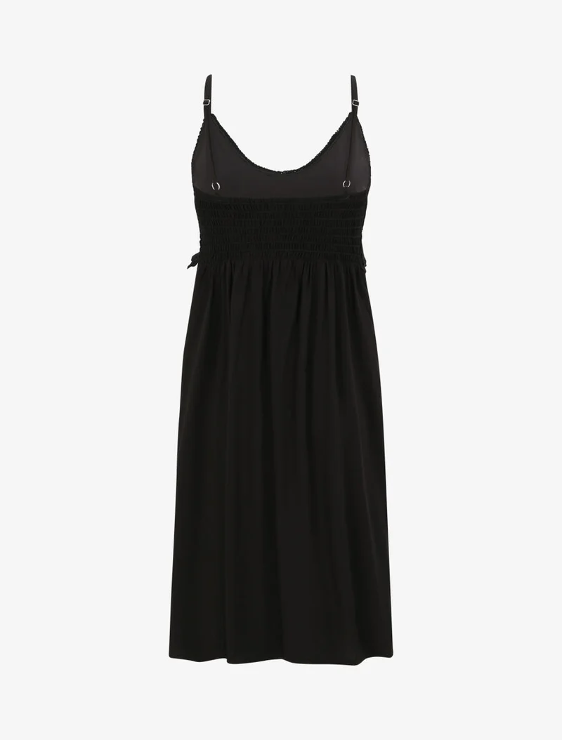 V-Ausschnitt-Kleid mit Häkel-Detail - Schwarz