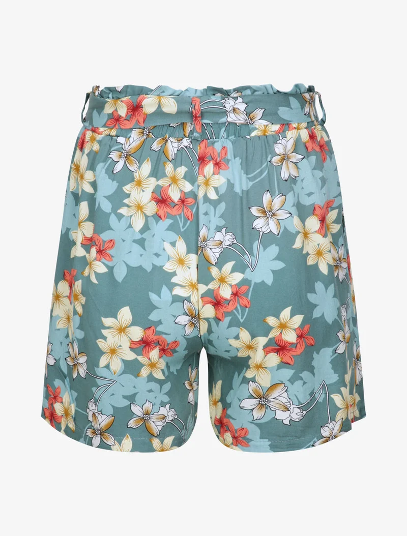 Kurzes fließendes Kleid mit Vanilleblumenmuster - Blaugrau