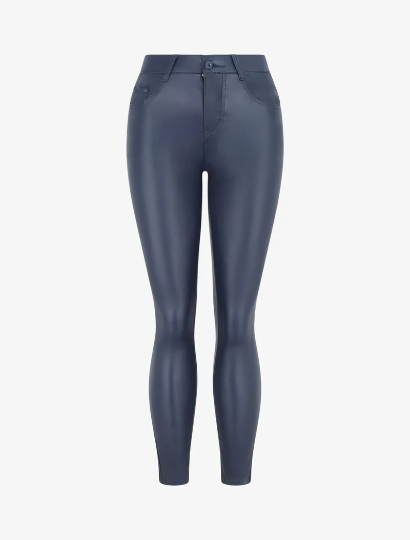 Skinny-Hose aus Kunstleder - Marine