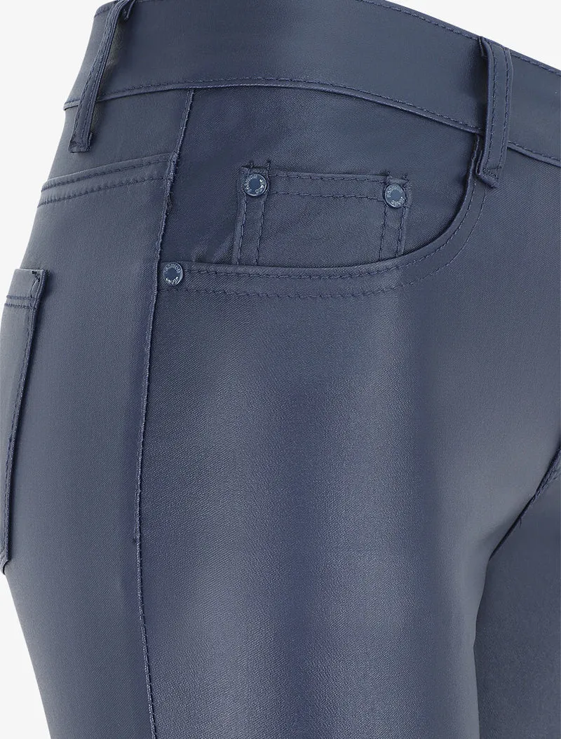Skinny-Hose aus Kunstleder - Marine