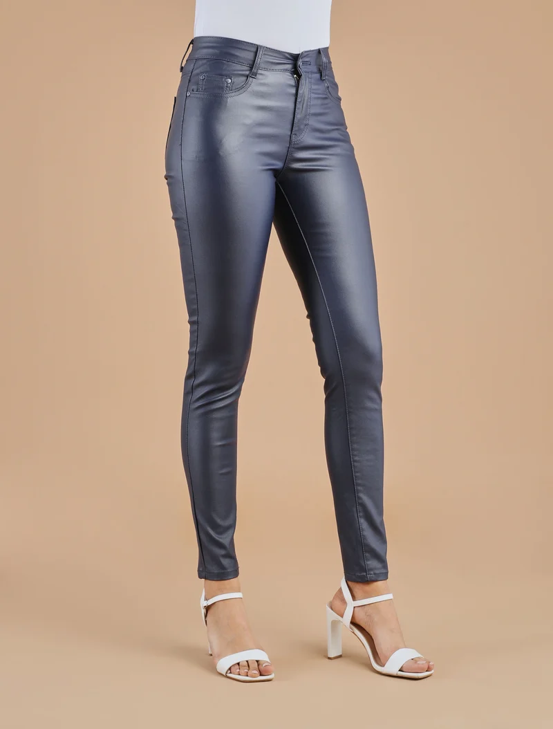 Skinny-Hose aus Kunstleder - Marine