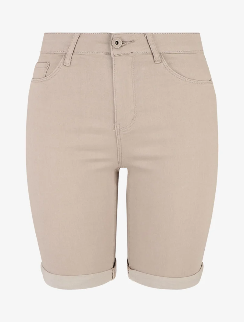 Bermuda Push-up einfarbig gerader Schnitt - Beige