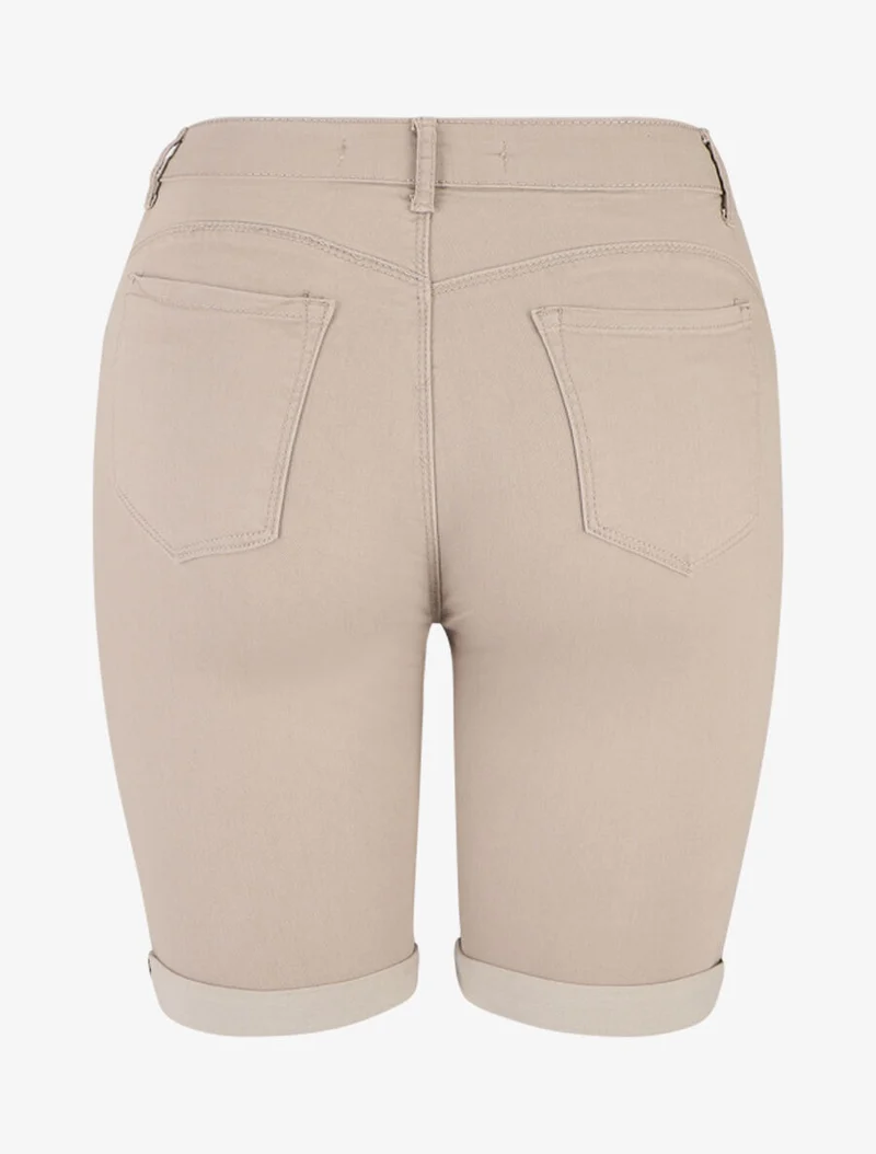 Bermuda Push-up einfarbig gerader Schnitt - Beige
