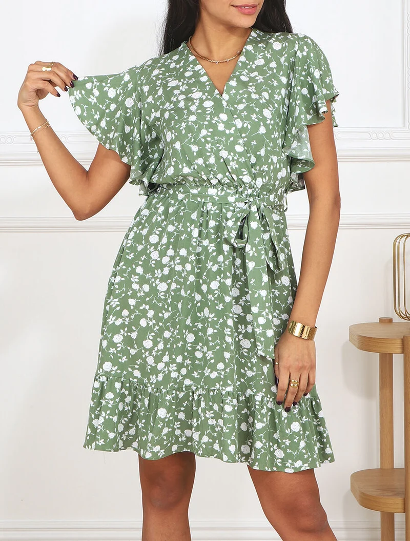 Knielanges Kleid im Skaterstil - Grün