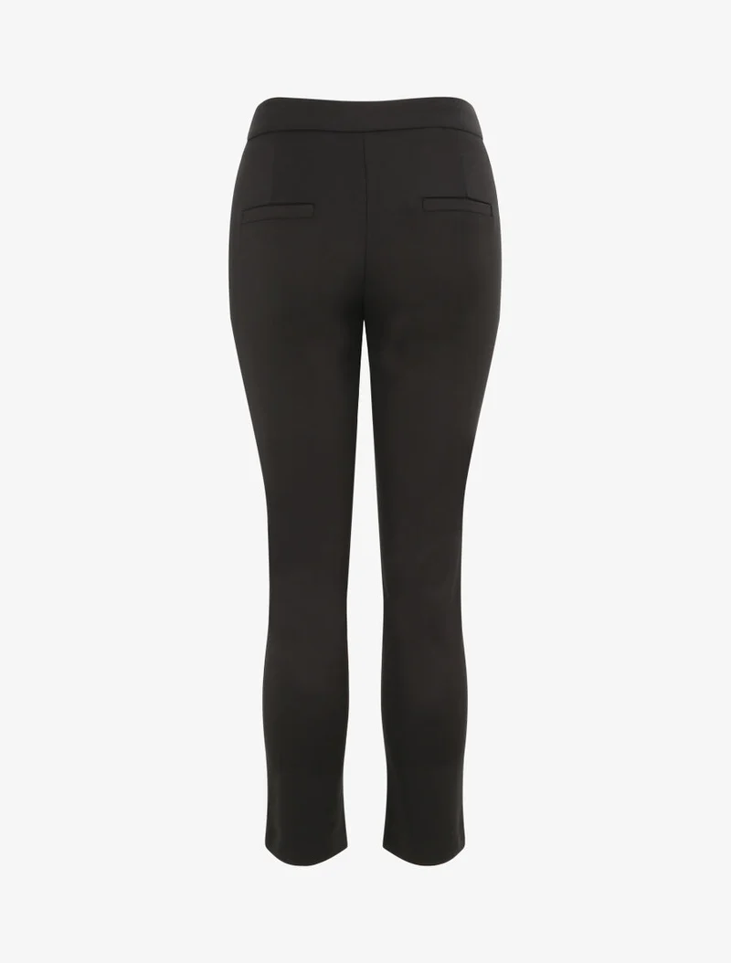 Gerade Hose mit stilisierter Schnalle - Schwarz