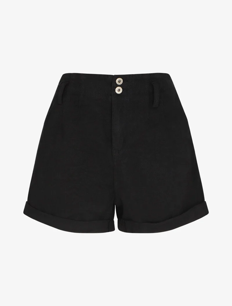 Hoch taillierte Trapezshorts - Schwarz