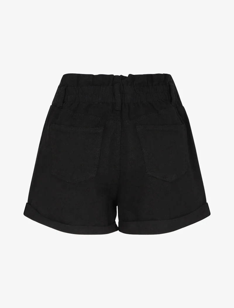 Hoch taillierte Trapezshorts - Schwarz