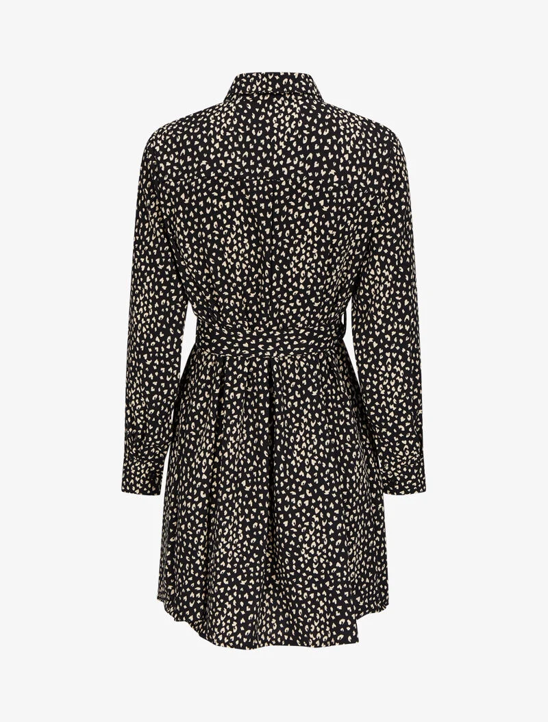 Hemdblusenkleid mit Sprenkelmuster - Schwarz