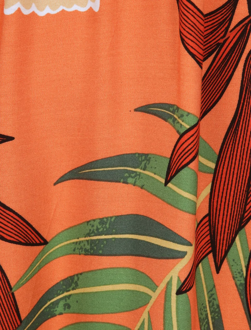 Skaterkleid mit exotischem Blätterdruck - Orange