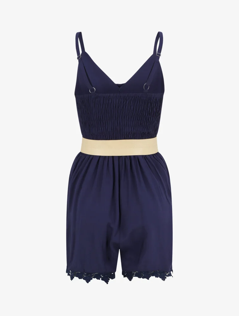Knopfstilierter Jumpsuit - Marine
