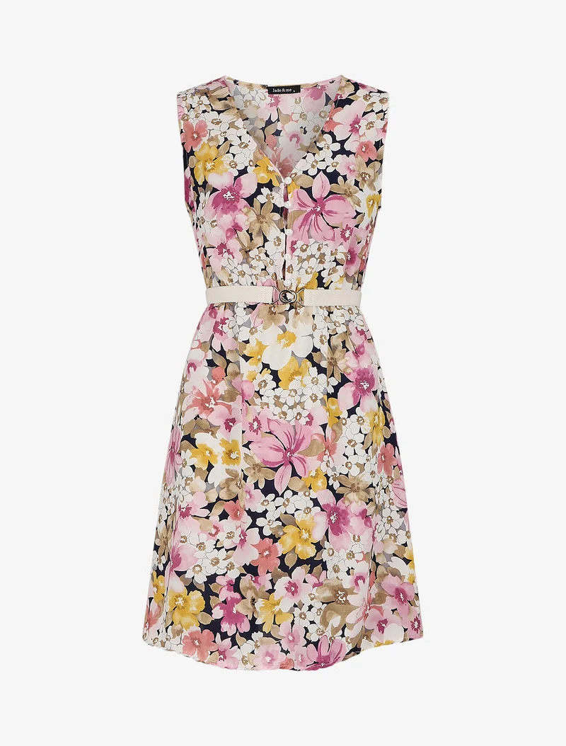 Skaterkleid mit Sommerblumendruck - Rose
