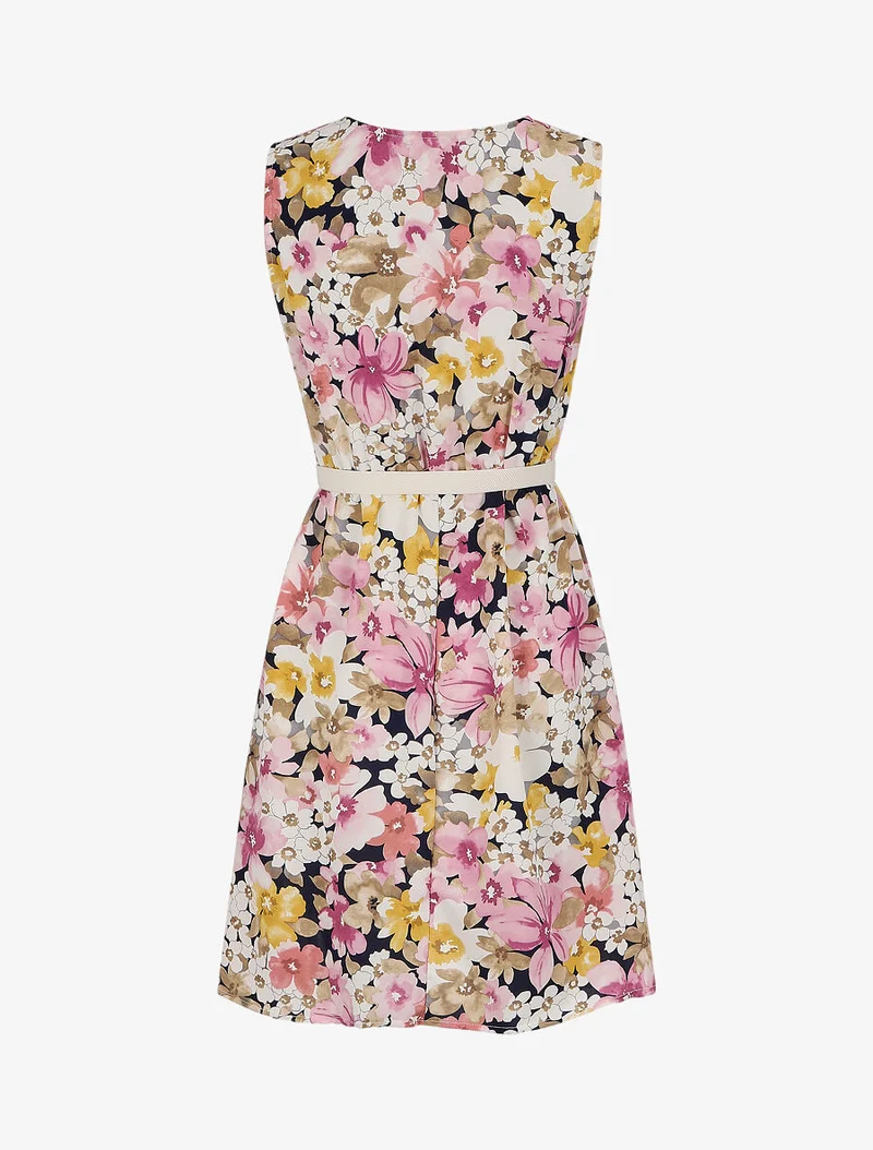 Skaterkleid mit Sommerblumendruck - Rose