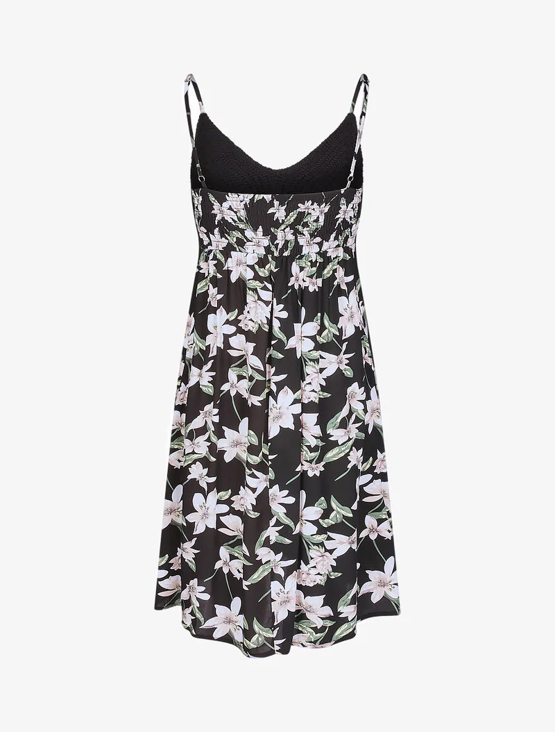 Kleid mit gehäkeltem Oberteil - Schwarz