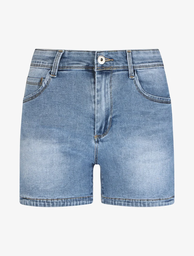 Push-up-Jeans-Short mit ausgefransten Kanten - Blau